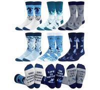 Maiteenly 6 Pairs Funny Ski Crew Socks Novelty Skiing Gift Socks Winter Snowboarding Gift for Ski Lovers Skiers Men Women, Men's Novel Color, 7.5 UK