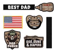 Maiteenly 6 Pcs Daddy Tactical Patches Hook and Loop Patch for Dad Tactical Patches Include Pacifier, Bottle, and Flag for Hats Coats Diaper Bags(Cool Daddy,Brown)