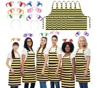 Maiteenly 6 Set Colorful Tree Costume Set Includes Ponytail Headbands Yellow Black Striped Aprons Storybook Character Costumes Accessories Books Cosplay Fancy Dress up Reading Day Party Decorations