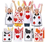 Maiteenly 8 Set Halloween Playing Cards Costume with Rabbit Headbands Playing Cards Felt Suit Vests Tea Party Decoration Hearts Costume Casino Halloween Theme Multicolor, Multicolor, about 17.7 x 15