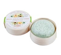 Maitre Savonitto - French Round Soap in a Traditional Poplar Wood Box - Exfoliating Benefits Range - Melon Avocado & Cucumber - Daily Hand and Body Wash for All Skin Types - 100g