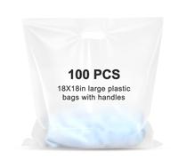 Maitys 100 Pcs 18"x18" Large Plastic Bag with Die Cut Handle Christmas Gift Bags Transparent Plastic Merchandise Shopping Bags for Retail, Gifts, Trade Show and More