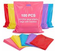 Maitys 100 Pcs 18"x20" Multicolor Plastic Bags with Handles Large Merchandise Shopping Bags for Small Business, Retail, Boutique Stores, Gifts