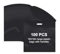Maitys 100 Pcs Large Plastic Bag with Die Cut Handle 18"x18" Black Plastic Merchandise Shopping Bags for Retail, Gifts, Trade Show and More