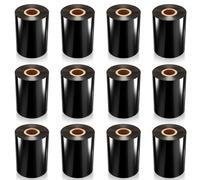 Maitys 12 Rolls 4.33'' x 1476' Resin Enhanced Wax Printer Ribbon Black Thermal Transfer Label Ribbon 1'' Core Ink Out 1 Roll Compatible with Zebra Zt230 Zt410 Zt420 Zt610