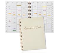 Maitys 2026 Large 4 Column Appointment Book for Salon Business, Hourly Schedule Planner 15 Minute Interval, 200 Pages Undated 6 Am 9 Pm Spiral Bound Checklist Organizer Notebook(Beige, Minimalist)