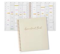 Maitys 2026 Large 5 Column Appointment Book for Salon Business, Hourly Schedule Planner 15 Minute Interval, 200 Pages Undated 6 Am 9 Pm Spiral Bound Checklist Organizer Notebook(Beige, Minimalist)