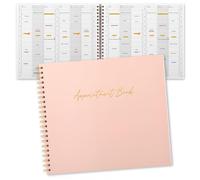 Maitys 2026 Large 6 Column Appointment Book for Salon Business, Hourly Schedule Planner 15 Minute Interval, 200 Pages Undated 6 Am 9 Pm Spiral Bound Checklist Organizer Notebook(Pink, Minimalist)