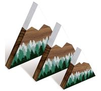 Maitys 3 Pcs 3 Size Mountain Shelf Decor Mountain Wooden Sign Farmhouse Wood Forest Sign Woodland Nursery Decor Travel Adventure Table Centerpiece for Home Farmhouse(Green)