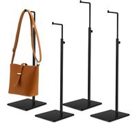 Maitys 4 Pack Purse Display Stands, Adjustable Height Handbag Display Stand Metal Bag Display Rack Handbag Stand Holder Single Hanging Hook Bag Stand for Boutique Store (Black)