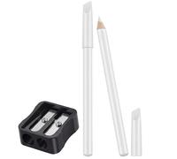 Maitys 4 Pieces White Nail Pencil and Pencil Sharpener Set, 2 In1 Nail Whitening Under French Fingernail with Cuticle Pusher and Handheld Sharpener for DIY Art Manicure Supplies