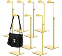 Maitys 8 Pack Gold Purse Display Stands Stainless Steel Adjustable Height Bags Display Rack Metal Handbag Display Holder Set for Home Store Boutique Counter Retail Floor Display Props Shelves