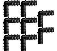 Maitys 8 Pieces Drip Irrigation Fittings Connectors 1/2 Inch Irrigation Tubing Garden Hose Coupler Barbed Connector Plastic Soaker Hose Connectors Hose End Stop, Black(Elbow)