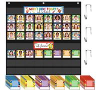 Maitys Attendance Pocket Chart for Classroom Who's Here Today Chart with 42 Colorful People Name Cards Classroom Management Teachers Supplies for Preschool Sunday School Kindergarten Daycare