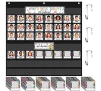 Maitys Attendance Pocket Chart for Classroom Who's Here Today Chart with 42 Composition Notebook Name Cards Classroom Management Teachers Supplies for Preschool Sunday School Kindergarten Daycare