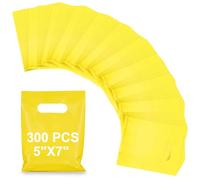 Maitys Yellow 300 Pcs 5"x7" Small Plastic Gift Bags with Handles, Mini Goodie Treat Bag Bulk for Candy, Birthday Graduation Party Favor Merchandise Bags for Small Business