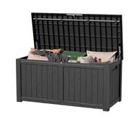MAIUSCOLI 120 Gallon Waterproof Outdoor Storage Box,Resin Deck Box,Lockable Outside Storage Box Container for Patio Furniure,Garden,Pool Tools (120 Gallon,Black)