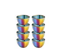 maiwalk 3.35 inch Stainless Steel Sauce Dishes Dipping Bowls Round Seasoning Small Sauce Cups Dip Ice Cream Dessert Bowls Serving Sushi Cereal Salad Snacks Appetizer Bowls 8 Pack (Rainbow, 3.35 inch)