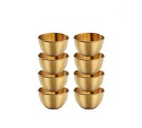 maiwalk 3.35 inch Stainless Steel Sauce Dishes Dipping Bowls Round Seasoning Small Sauce Cups Dip Ice Cream Dessert Bowls Serving Sushi Cereal Salad Snacks Appetizer Bowls 8 Pack (Gold, 3.35 inch)