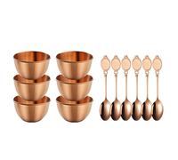 maiwalk Rose Gold Stainless Steel Dipping Bowl with Spoons 3.35 inch 6 Spoons 6 Bowls Set Round Seasoning Small Sauce Cups Dip Ice Cream Dessert Bowls Serving Dishes Bowls for Cereal Snacks Appetizer