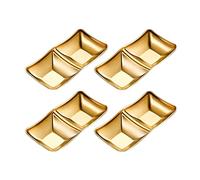 maiwalk Stainless Steel Sauce Cups Small Seasoning Appetiser Saucers Side Dishes Condiment Cups Dip Bowl Serving Dipping Bowls Set of 4 (Gold-2)