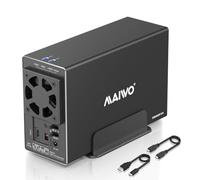 MAIWO Dual Bay Hard Drive RAID Enclosure with Cooling Fan for 2.5/3.5 inch SATA SSD/HDD, 10Gbps USB C 3.1 HDD Enclosure, 48TB Capacity, RAID 0/1/JBOD/PM, Aluminum Case