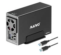 MAIWO Dual Bay Hard Drive RAID Enclosure with Cooling Fan for 2.5/3.5 inch SATA SSD/HDD, 5Gbps USB 3.0 HDD Enclosure, 48TB Capacity, RAID 0/1/JBOD/PM, Aluminum Case