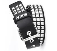 MAIXIANGGUOJI Punk Rivet Studded Belt Goth Row Pyramid Square Bead Vintage Punk Rock Grommet Belt for Jeans Pants Accessories (Black)