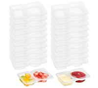 MAIXINNEW 20 Pcs Double Condiment Containers with Lids, Reusable Snack Pack Containers, Small Sauce Containers with Lids for Lunch, Picnic, Take Away