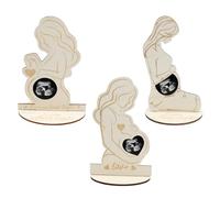 MAIXINNEW 3 Pcs Wooden Pregnancy Gift for Mum Expecting, Wooden Pregnancy Photo Frame for Baby First Scan, Wood Pregnancy Announcement Gift for First Time Moms