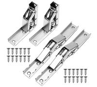 MAIXINNEW 4 Pcs 90 Degree Folding Shelf Hinges, Steel Hinges for Wood, Hidden Kitchen Cupboard Hinges with Fixing Screws, Silver
