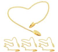 MAIXINNEW 4 Pcs Napkin Chain with Clips Gold, Personal Serviette Chain with Clips, Elegant Serviette Holder Clip for Adult Kid And Pet (18.9 Inch)