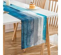 MAIXUN Navy Blue Linen Table Runner - Grey Modern Rustic Wedding Decoration, 40 x 140 cm