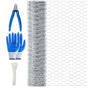 MAIYADUO Floristry Chicken Wire, Chicken Wire Mesh 350mm x 3m 1 Roll, Galvanized Hexagonal Fine Garden Fence Wire Netting for DIY Craft Garden Protection, with Cutting Pliers and Gloves