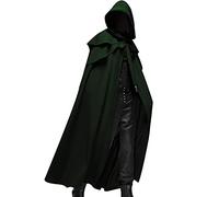 Maiyifu-GJ Men Full Length Hooded Robe Cloak Halloween Costume Casual Retro Gothic Cape Long Cosplay Party Stage Outfit Tops, Green, XXL