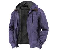 Maiyifu-GJ Men's Plus Size Winter Jacket Vintage Thick Fleece Lined Jacket Sherpa Lined Warm Thermal Hooded Casual Coat, Purple, 8X-Large