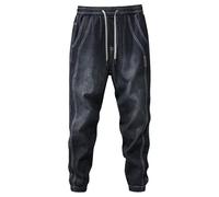 Maiyifu-GJ Men's Ripped Joggers Denim Pants Elastic Waist Casual Pull On Jean Pants Lightweight Distressed Jeans Trousers, Blackb1, Large