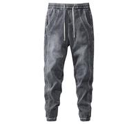 Maiyifu-GJ Men's Ripped Joggers Denim Pants Elastic Waist Casual Pull On Jean Pants Lightweight Distressed Jeans Trousers, Grayb1, X-Large