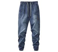 Maiyifu-GJ Men's Ripped Joggers Denim Pants Elastic Waist Casual Pull On Jean Pants Lightweight Distressed Jeans Trousers, Blue Grayb1, Large