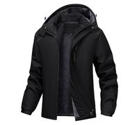 Maiyifu-GJ Men's Warm Insulated Plus Size Puffer Jacket Windproof Hooded Casual Style Overcoat Ski Parka, Black, XL