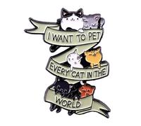maiyixiang I WANT TO PET EVERY CAT IN THE WORLD Enamel Pin Funny Cat Brooch Lapel Pins Badges Hat Scarf Bag Accessories Jewelry Gifts, Green
