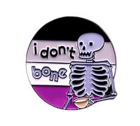 maiyixiang Skull Pin I Don't Bone Brooch Rainbow Flag Shaped Pun Quote Brooch Badge Halloween Festival Party Delicate Decoration Coffee Skull Pattern Hard Enamel Pin LGBTQ Supporters Jewellery Gift