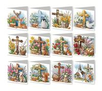 MaiYiYi 12 Pack DIY Cross Diamond Art Cards with Envelopes, Jesus Diamond Painting Cards Kit, God Diamond Dot Cards for Mom Grandma Friends Family