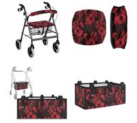 Maiyoinou 3 Pcs Blood Hands Rollator Walker Seat and Backrest Coverslip and Walker Storage Bag with Lightweight Washable Bags & Never Tipping Over