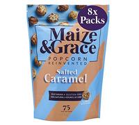 Maize & Grace Gourmet Popcorn (8 x 72g each) - Salted Caramel Popcorn - 100% natural, Vegetarian, Gluten-Free - Healthy Snack - Perfect for your Movie Night Hamper - Made in UK