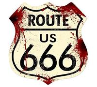 Maizeco Retro Route 666 Shield Metal Tin Signs 12x12 Inch Decorative Poster Plate for Patio Living Room Shop Gym Funny Wall Decor
