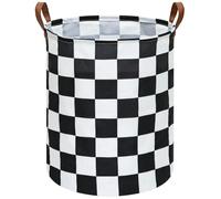 MAIZMZ Checkered Flag Canvas Storage Basket 63L Waterproof Laundry Hamper with Handles, Collapsible Racing Themed Organizer Bin for Boys Bedroom, Toys, Clothes, Gift Giving