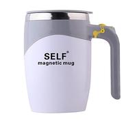Maizoon Automatic Stirring Mug USB Rechargeable Magnetic Shaftless 304 Stainless Steel Mug Brewing Coffee Milk Cocoa & Other Beverages 400ml/14oz Home Office Travel Grey