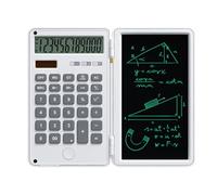 Maizoon Basic Solar Energy Calculator with 6 Inch/15.24cm Writing Tablet Foldable Portable Business WordPad Dual Power Supply Notepad Suitable for School Home Office White