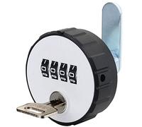 Maizoon Combination Cabinet Cam Lock 4 Digital Resettable Round Padlock with Keys Password Retrieval Hardware Weatherproof Drawer Door Anti-Theft for Furniture Box Locker 26mm